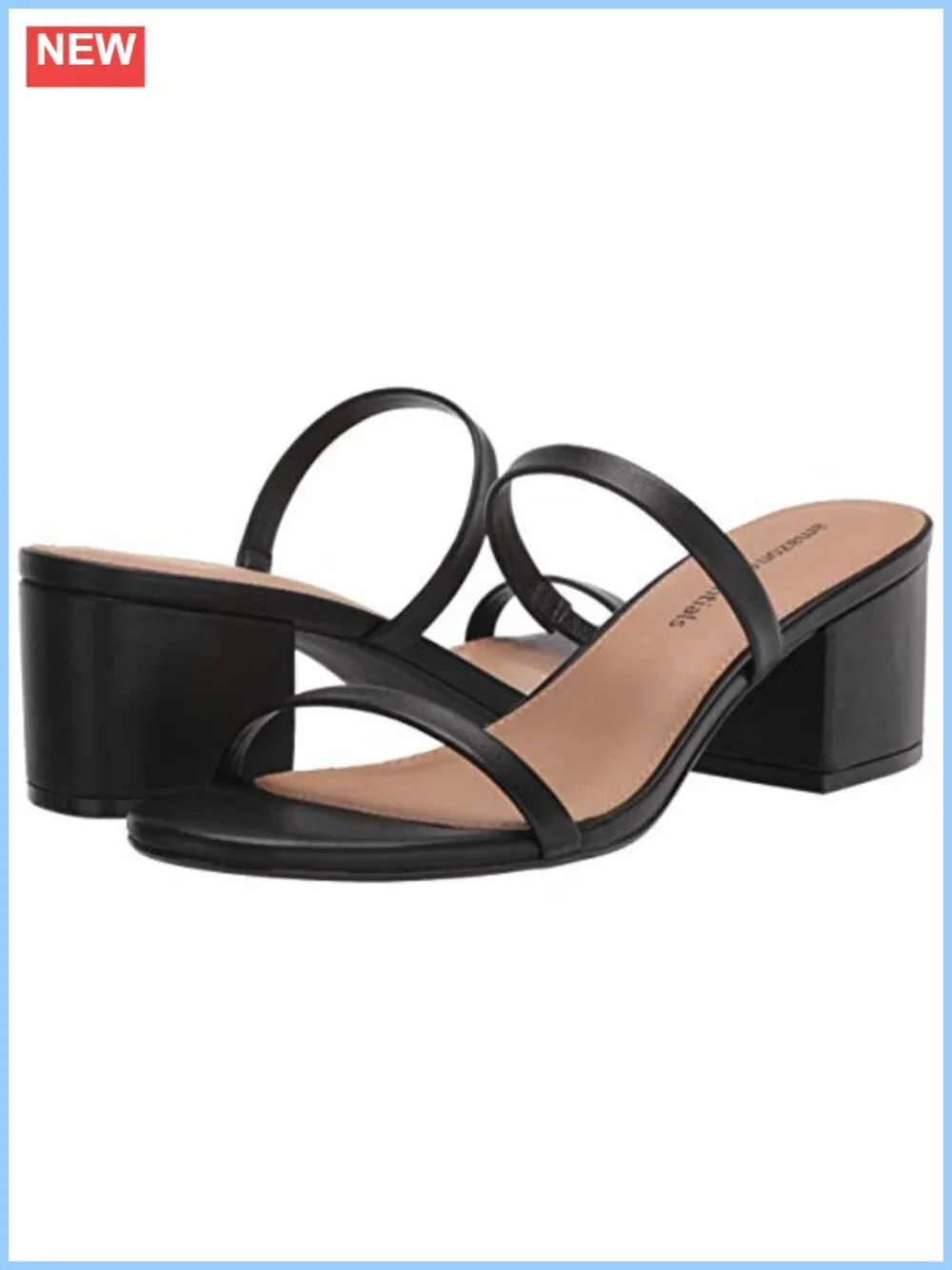 Women's Thin Two Strap Block Heel Sandals with Memory Foam Insole